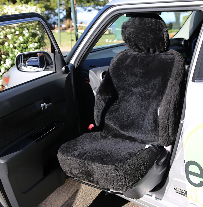 swivel seat partially outside the car
